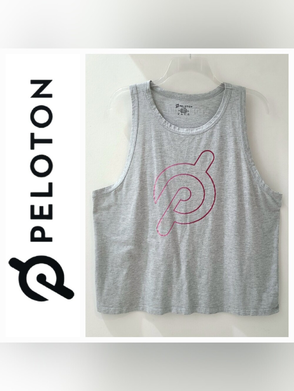 Peloton Tank Loose Fit Racer back "Stronger" Tank Top Heathered Gray Sz XL